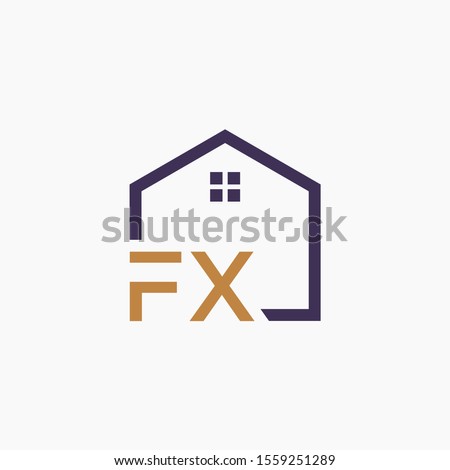 letter FX or F X Line House Real Estate Logo. home concept. Construction logo template, Home and Real Estate icon. Housing Complex Simple Vector Logo Template. - vector