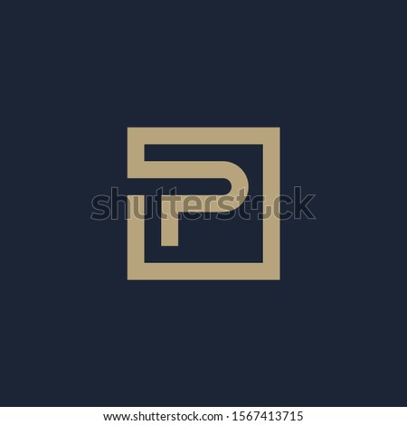 initial letter P geometric with square frame line art. Suitable for business consulting, studio, room, group, decoration, building, concept design. - vector