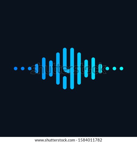 Number 4 with Pulse music player element. Logo template electronic music, equalizer, store, dj, nightclub, disco. Audio wave logo concept, Multimedia Technology themed, Abstract Shape. - vector