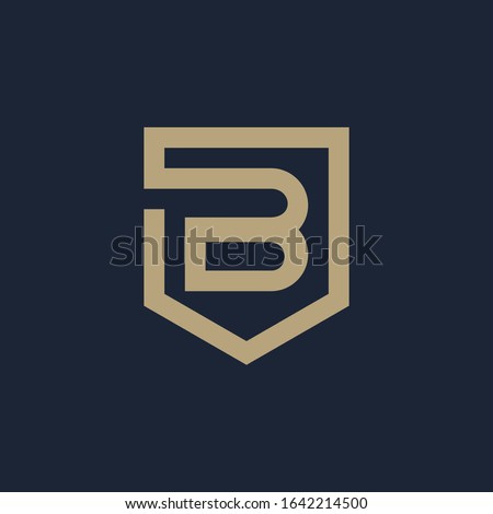 Abstract Letter B Shield logo design. Shield Line geometry  for company Security logo. Logo Icon Template for Web and Business Card. - vector