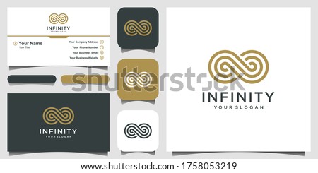 Endless Infinity Loop with line art style vector symbol, conceptual logo special design. business card design