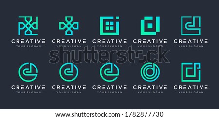 Set of monogram letter D logo design template. icons for business of technology, digital, simple.