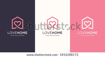 Love home Logo designs Template. house combined with heart.