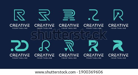 Set of monogram initial letter R RR logo template. icons for business of fashion, business, consulting, technology digital. Stock fotó © 
