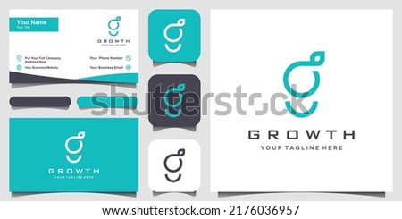 letter G combined leaf logo design template