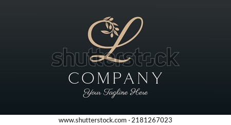 letter L combined twig Olive oil logo design template. Stock foto © 
