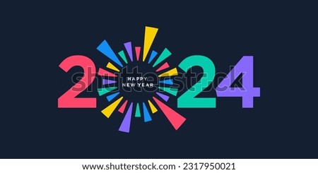 2024 Happy New Year logo design vector. colorful and trendy new year 2024 design template.