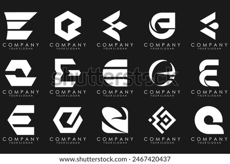 mega collection letters E logo design inspiration. Geometrical abstract logos