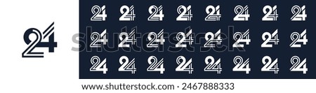 collection of creative number 24 logo designs. abstract twenty-four design vector illustration