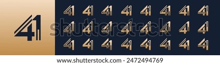 collection of creative number 41 logo designs. abstract forty-one design vector illustration