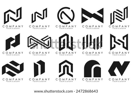 set of Abstract letter N logo design. modern creative logotype monogram icon design inspiration.