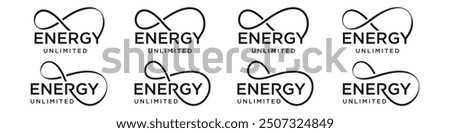 energy Infinity logo design, wordmark energy with Infinity icon combination, vector illustration