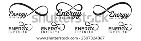 energy Infinity logo design, wordmark energy with Infinity icon combination, vector illustration