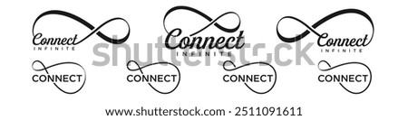 connect Infinity logo design, wordmark connect with Infinity icon combination, vector illustration