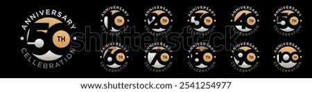 collection of creative Anniversary circle number 10 to 100 logo designs. abstract number design vector illustration