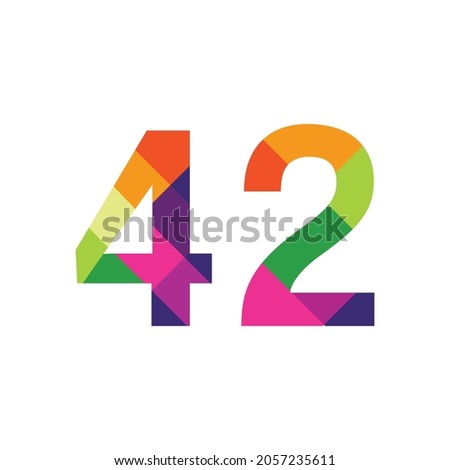 Colorful Number 42 vector design graphic symbol digit rainbow emblem icon graphic emblem