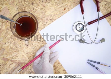 Stethoscope and paper record .Medical concept.