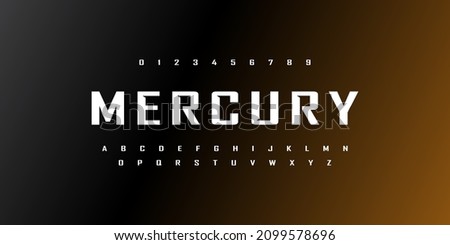 mercury, an Abstract technology space font and alphabet. techno effect fonts designs. Typography digital sci-fi concept. vector illustration