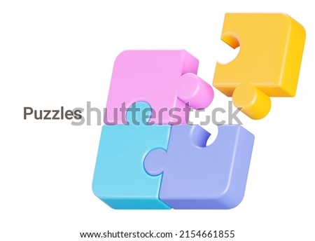 Jigsaw puzzle. Tiling puzzle. Puzzles parts. Isolated 3d object on a transparent background