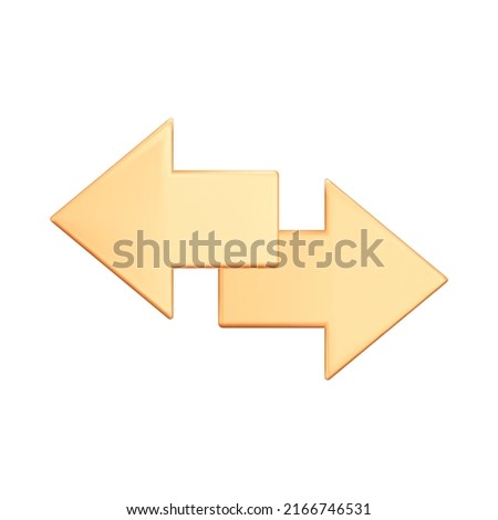 The arrows are in the opposite direction 3d icon. wo arrows with different directions right and left. Isolated object on a transparent background