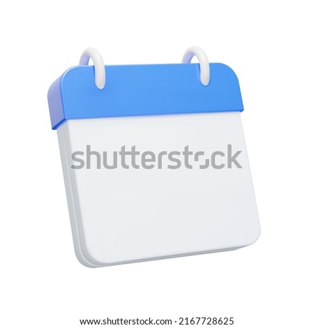 Calendar 3d icon. Isolated object on a transparent background