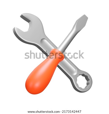 Repair 3d icon. Screwdriver and wrench. Isolated object on a transparent background