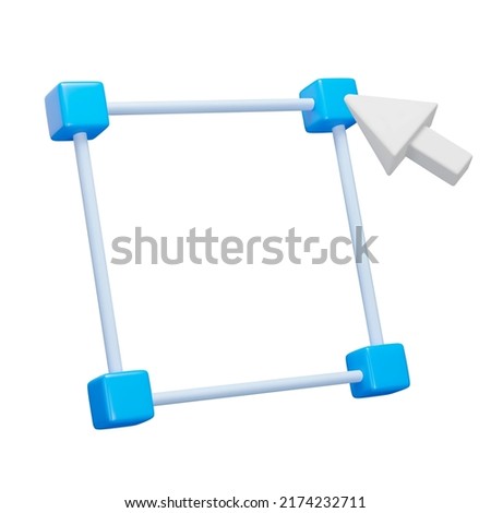 Selection frame and cursor 3d icon. Isolated object on a transparent background
