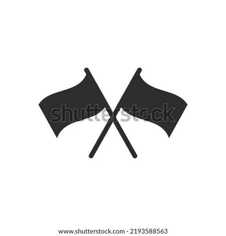 Crossed flags icon. Monochrome black and white symbol. Vector illustration