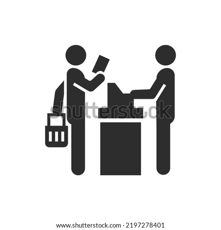 Customer pays for the goods, cash register, vector icon. Cash register. Monochrome black and white symbol