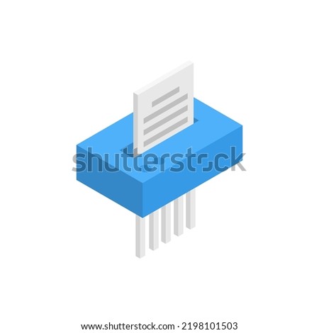 Shredder isometric icon. Document shredder