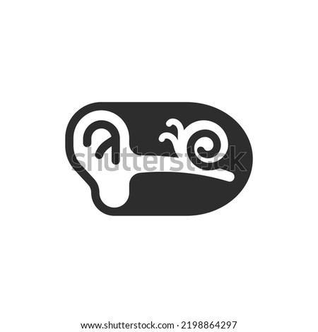 Ear icon. structure of ear. Monochrome black and white symbol