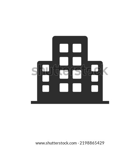 Multi-story building icon. Monochrome black and white symbol