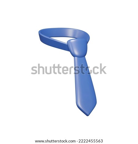 Male tie 3d icon. business style clothing accessory. Isolated object on transparent background