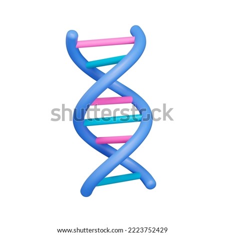 DNA 3d icon. Two strands spiraling. Isolated object on transparent background