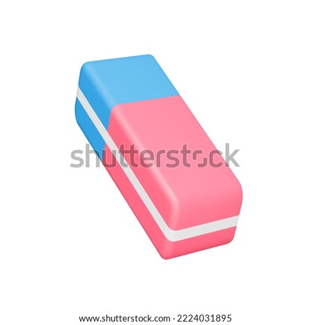 Eraser 3d icon. Stationery tool for erasing a pencil. Isolated object on transparent background