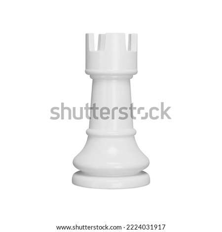 Rook 3d object. Chess piece. White color. Isolated on transparent background
