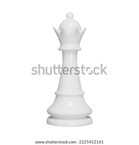 Queen 3d object. Chess piece. White color. Isolated on transparent background