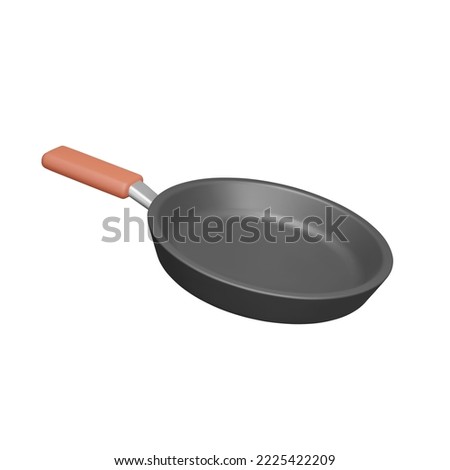Frying pan 3d icon. cooking utensils. Isolated object on transparent background