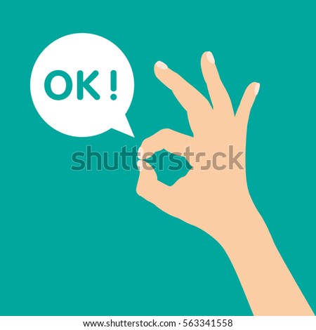 Hand OK Sign. Vector