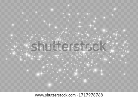 The dust sparks and white stars shine with special light. Vector sparkles on a transparent background. Christmas light effect. Sparkling magical dust particles. ストックフォト © 