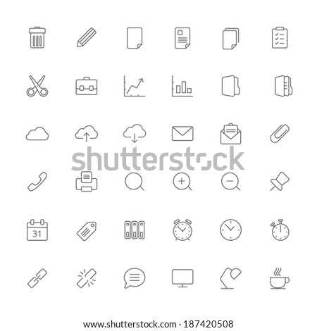 Stroke simple vector icons of office staff