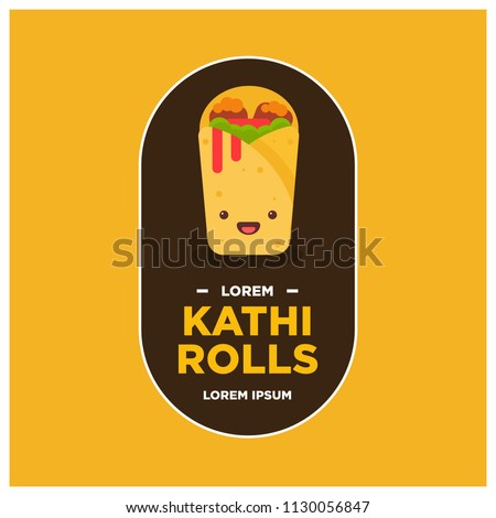 Kathi Badge and Sticker Roll Vector Illustration in Flat Style Line Art