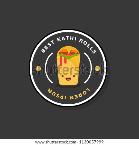 Kathi Badge and Sticker Roll Vector Illustration in Flat Style Line Art