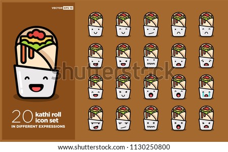 Set of Cute Kathi Rolld Emoji Line Icons In Different Expressions