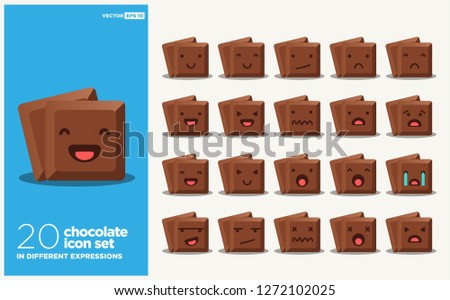 Cube of Chocolate Bar Vector Illustration In Different Expressions