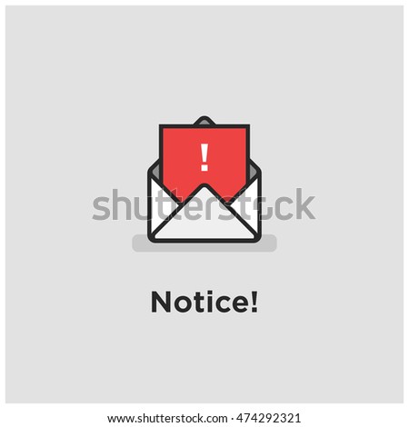 Envelope (Line Icon in Flat Style Vector Illustration Design) With Exclamation Mark Inside