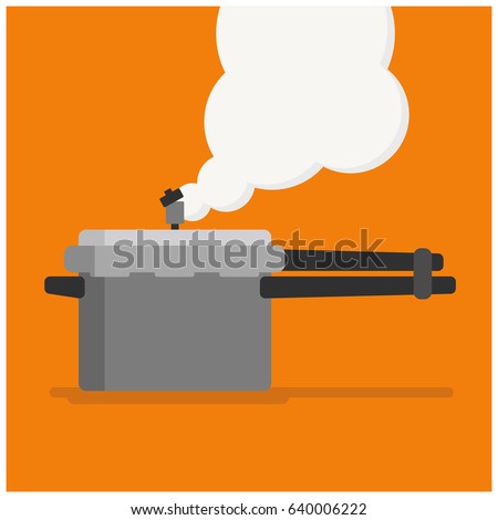 Pressure Cooker Whistle With Steam Coming Out in Flat Style Design