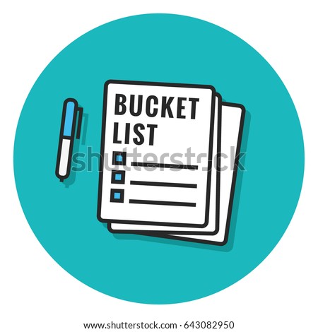 Bucket List With Pen Illustration In Line Art Style Design