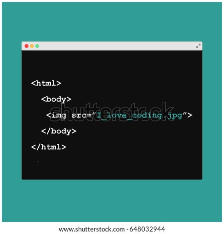 I Love Coding Written in HTML Computer Terminal Window Funny Hiring Concept