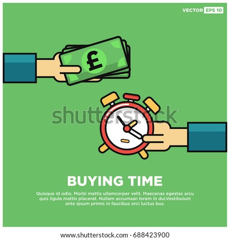 Buying Time Concept Paying Pounds Cash for Clock With Text Box Template
